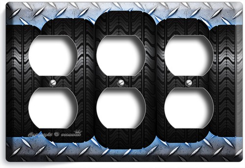 BLACK TIRES DIAMOND METAL LIGHT SWITCH OUTLET WALL PLATES CAR SHOP GARAGE DECOR - 第 13/34 張圖片