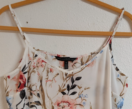 White House Black Market Women's Floral Print V-Neck Chiffon Sleeveless Top 10 - Picture 2 of 7
