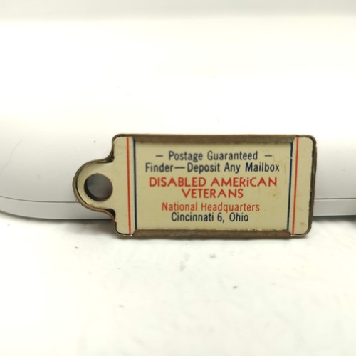 RARE MATCHING PAIR VTG Disabled Veterans Mini License Plate Key Chain OHIO 1949 - Picture 5 of 6