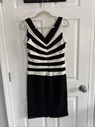 Adrianna Papell Womens Dress 10 Black And White Short Sleeveless - Picture 2 of 2