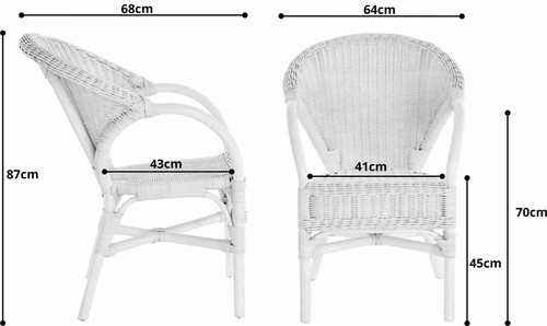 Rattan-Sessel mit Armlehne Rattansessel Clubsessel Wintergartensessel Weiß - Bild 6 von 6
