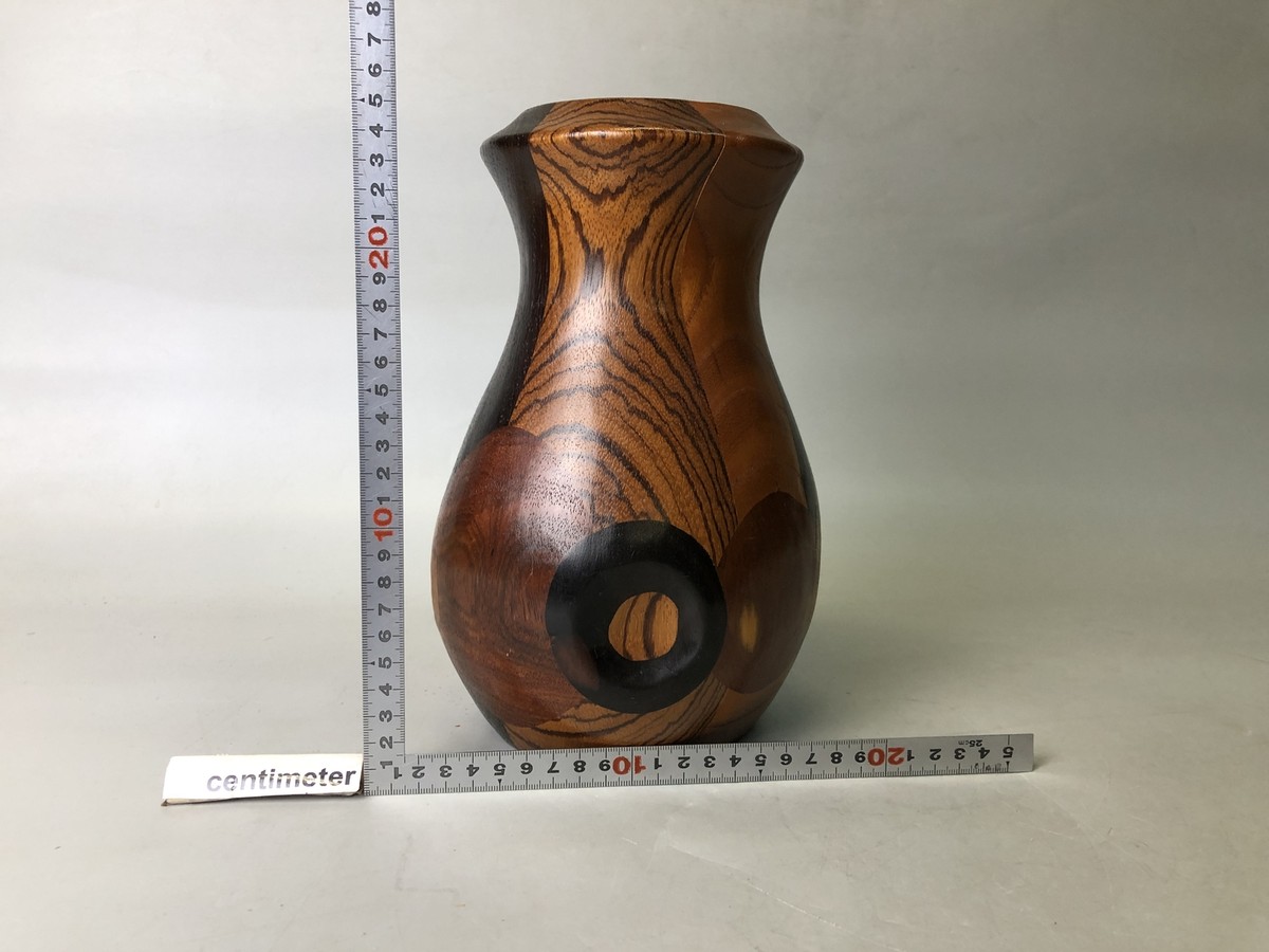 Y7797 FLOWER VASE wooden parquet modern art Japan ikebana