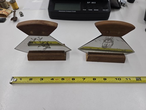 Vintage Lot Of Two Alaska Ulu Knifes With Stands. Unbranded - Picture 10 of 10