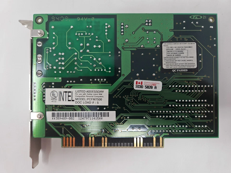Intel PCFM7500 8-BIT ISA 14.4kbps Internal Modem Card - Image 2 of 2