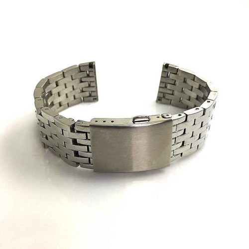 Correa de reloj de repuesto de metal plateado de acero macizo pulido de alta calidad #5125 - Imagen 4 de 34