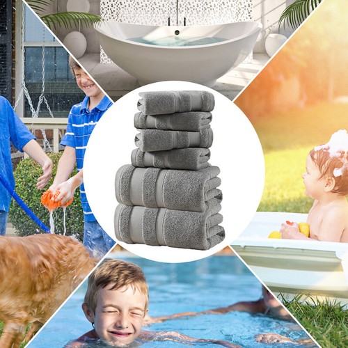 6 Piece Towels Set Luxury Bale Face Hand 100% Egyptian Cotton Bath Sheets Towels - Picture 28 of 96