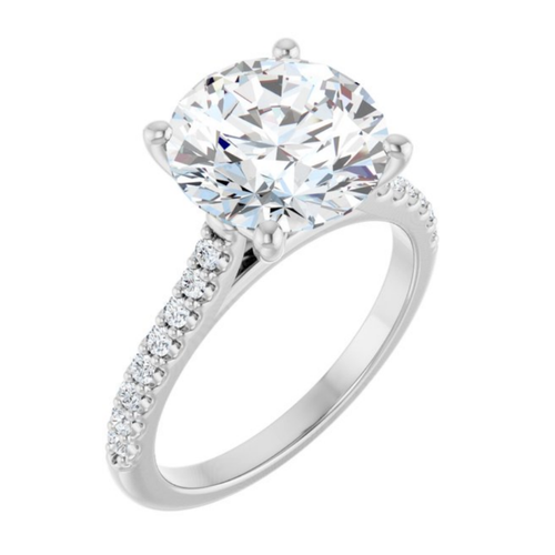 Rundschliff 10 mm Kathedrale halbmontierter natürlicher Diamant Damenring 14 K Weißgold - Bild 6 von 8