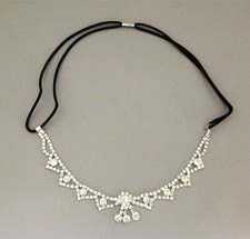 Clear Crystal Rhinestone Flower Wedding Headband Elastic Stretch Hair Band F-20