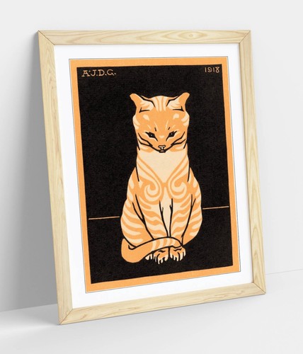 JULIE DE GRAAG, SITTING CAT (1918) -FRAMED WALL ART PAPER PRINT POSTER - Picture 9 of 10