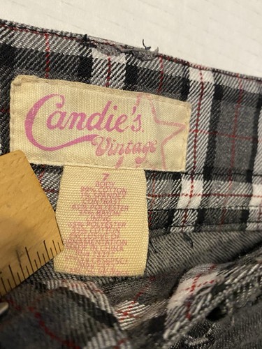 Candie's Gr. 7 Junior grau Jeans Western Boho kariert Fransen unten Midirock - Bild 6 von 8