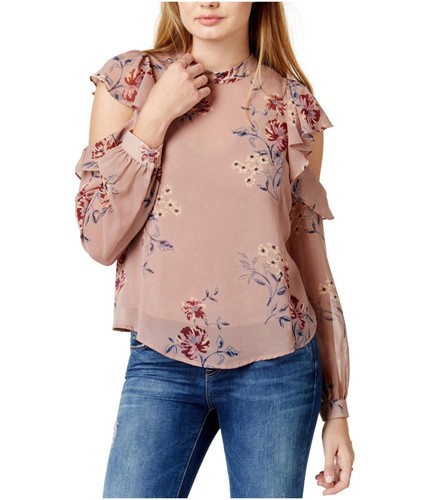 ASTR The Label Womens Sheer Peasant Blouse, Purple, Medium