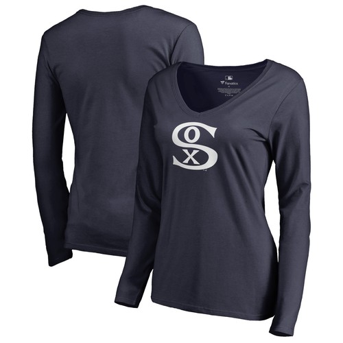 Women's Navy Chicago White Sox Cooperstown Collection Forbes Long Sleeve V-Neck
