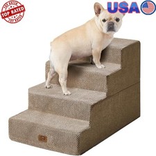 Dog Stairs for Bed 20  H 4-Step Extra Wide Dog Steps Non-Slip Balanced Dog Ramp