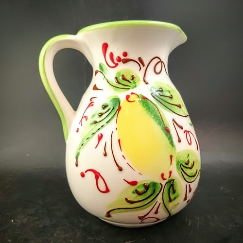 Hnos Pedraza Handcrafted In Spain Pottery Pitcher and Jug Lemon Motif, OBO - Picture 5 of 14