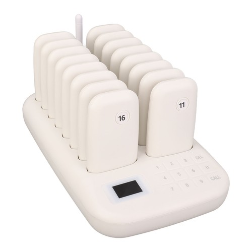 UK Plug Wireless Calling System 16 Pagers 546yd Transmission 2 Working Modes DY - Photo 5/12