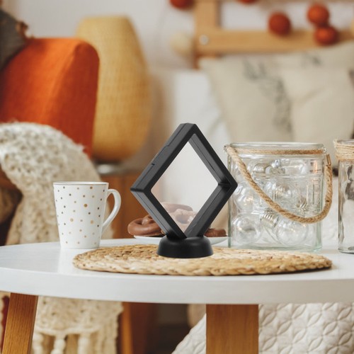 Set of 2 Transparent Display Stand Travel Floating Case Coins Frame Round - Picture 9 of 12