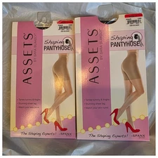 **TWO PAIR* Spanx ASSETS Shaping Pantyhose Black Control Top Tummy Size 1 NWT
