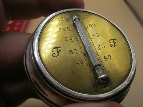 Antiker Sterling Silber montierter Thermometer Briefbeschwerer - tolles Beispiel - Bild 3 von 6