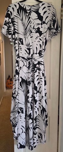 Kate Park Damen Jumpsuit groß Einteiler schwarz-weiß Blumenmuster dehnbar - Bild 5 von 5