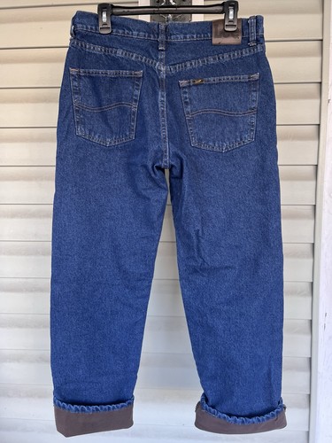 Lee Fleece Lined Jeans Mens 32x31 Relaxed Fit Straight Leg Dark Wash - Picture 3 of 12