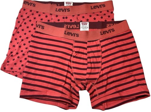 Levi's Men’s Boxer Brief 2-Pack Sz SMALL Orange Red Stars Stripes Cotton Stretch