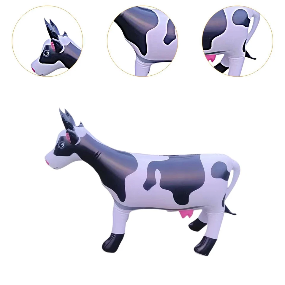 Brinquedo inflável fofo animal fazenda animal decoração de aniversário grande 90cmx60cm vaca - Imagem 3 de 4