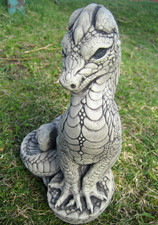Stone Dragon Garden Ornament 23cm Mythical Statue Outdoor Patio Decor