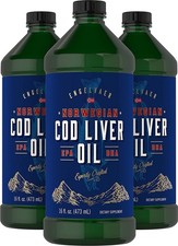 Cod Liver Oil Norwegian 16 fl oz 3 Bottles  Non-GMO, Gluten Free  by Carlyle