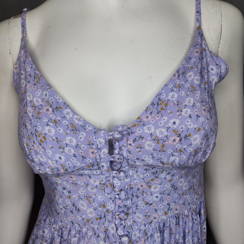 Aeropostale Floral Garden Med Babydoll Kleid Romantisch Fee Button Down Lavendel - Bild 2 von 11