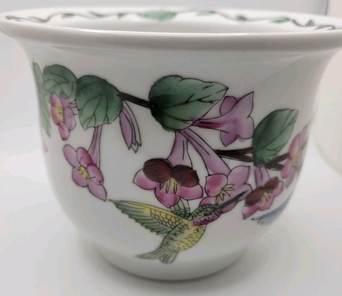 Fioriera vintage colibrì tromba vite porcellana floreale dipinta a mano vaso fiori - Foto 15 di 16