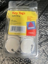 Avery 1-1/4" Metal Rim Key Tags, Split Ring, White, 40 Tags 11025(R3)