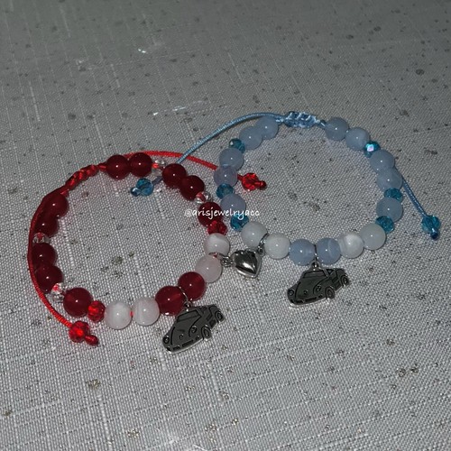 Lightning McQueen and Sally matching bracelets set couples disney Cars handmade - Picture 7 of 9