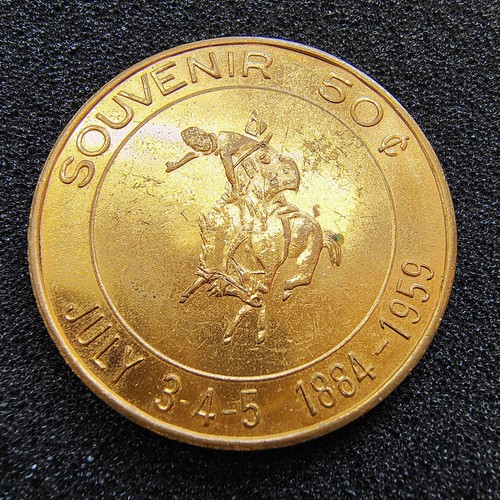 1959 Buffalo, Wyoming - Diamond Jubilee - Souvenir 50¢ - July 3-4-5 1884 - 1959 - Picture 2 of 8