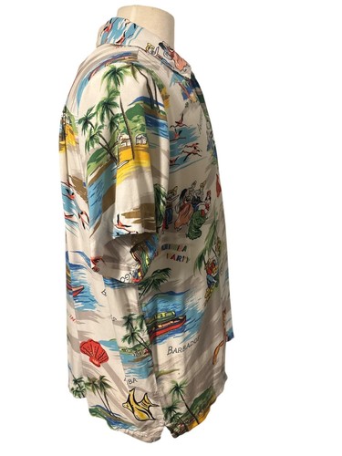 Vintage At Last Tropicwear Hawaiian Shirt Medium 100% Rayon Beach Print - Picture 4 of 8