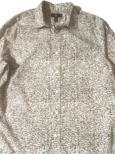 New BANANA REPUBLIC BR Mens Grey Print Cotton Button Front LS Shirt sz L - Picture 2 of 7