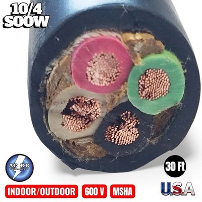 10/4 SOOW SO 30 FT HD USA PORTABLE OUTDOOR INDOOR 600V Flexible CABLE USA