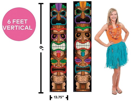 2-PC Tropical Tiki Totem Vertical Pillar Buntings Indoor/Outdoor Decor 6-Ft #253 - Picture 2 of 5