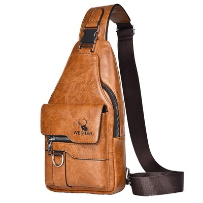 #ad Sling Bag for Men Crossbody Chest BagPU leather Over the Shoulder Purse Casu...