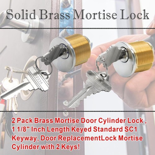 4x Messing Einsteck Tür Zylinder Schlösser 1 1/4" gleichschließend verschiedene Einsteckzylinder. - Bild 5 von 7