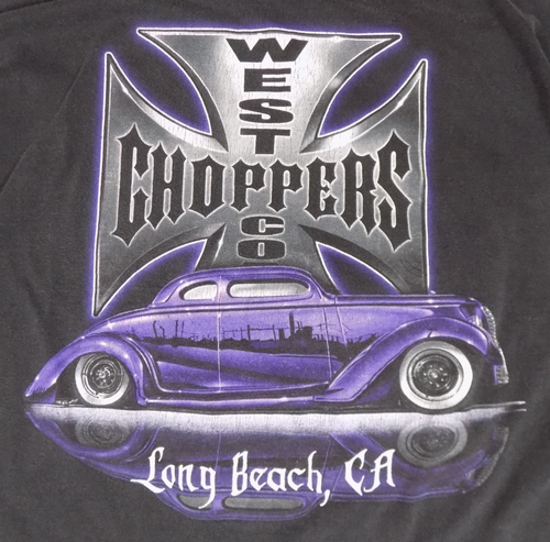 West Coast Choppers Vintage Y2K Long Sleeve Shirt 2XL Jesse Who Black Purple Car - Picture 4 of 7