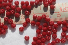 4x3mm Op. Dark Red Faceted Rondelle Glass Crystal Loose Beads Jewelry Czech/98pc