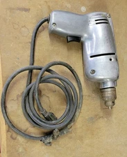 Vintage Shop Mate 3/8 Silver Electric Hand Drill Tool with Cord
