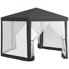 Outsunny Hexagonal Gazebo Patio, Outdoor Canopy Patio Party Tent Dark Grey
