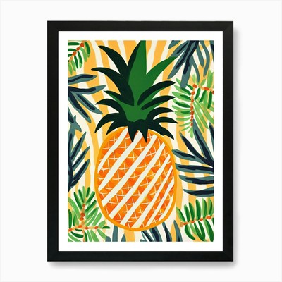 Ananas Obst Sommer Illustration gerahmtes Wandbild Poster Leinwanddruck Bild