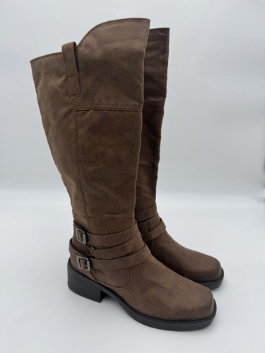 White Mountain Gypsum Knee High Boots Double Buckle Side Zip Sz 10M LN W18893