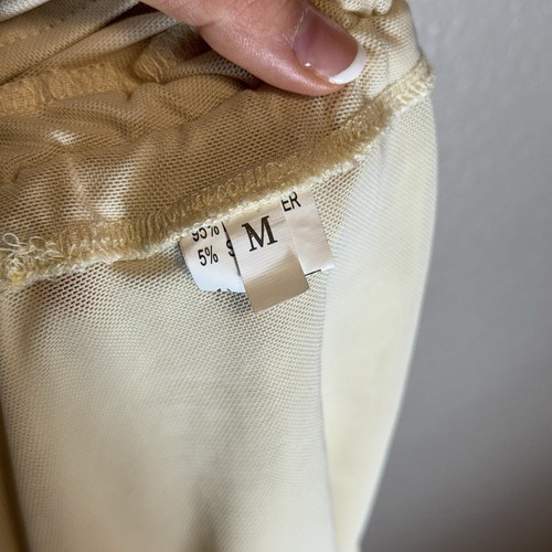 Netz Mini Rock Gr. M Beige Schwimmen Überziehen Kordelzug Rüschen Transparent Strand Boho - Bild 3 von 9