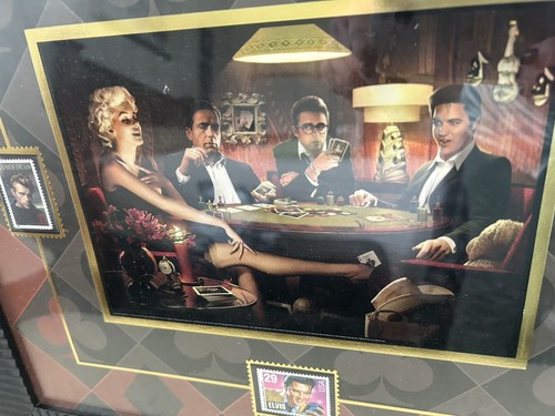 Framed & Matted Artwork “Four Of A Kind” Iconic Film Stars With USPS Stamps - Picture 2 of 12