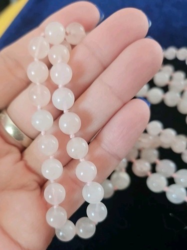 (2) Vtg Round Rose Quart Beaded Necklaces Pearl-style #26 - Picture 3 of 6