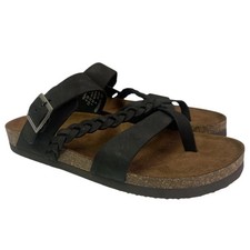 Mountain Sole Women's Black Leather Sandals Size 7