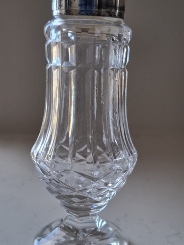 Silverplated & Crystal Sugar Shaker Lismore Pattern Vintage - Picture 5 of 8